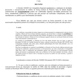 DOC SEI 5314272 - Decisão DF-PR - 06-10-2020 - estabelece excepcionalmente algumas atividades presenciais nos foros - Pg.01